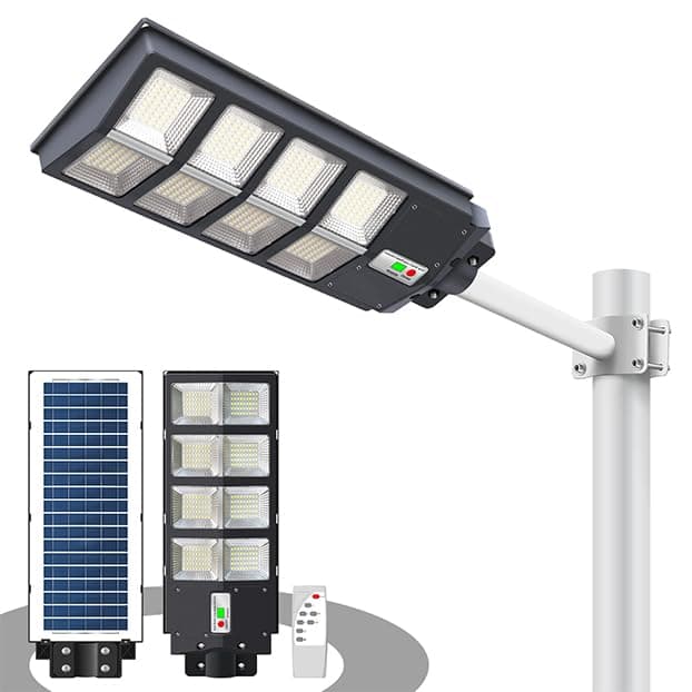 Gebosun 500W Solar Street Lights Outdoor, 360 LED 6000K LED Flood Outdoor Solar Powered with Motion Sensor and Dusk to Dawn,IP65 Waterproof for Parking Lot, Yard, Garden,Patio, Driveway