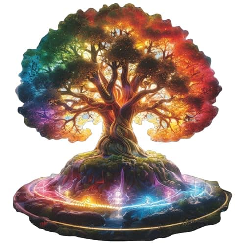 MEATRN Tree of Life 500 Pieces Wooden Puzzles Plants Wood Jigsaw Puzzle for Adults Symbol of Growth Eternity Collectible Spiritual Gift Educational Puzzle 153x166 in