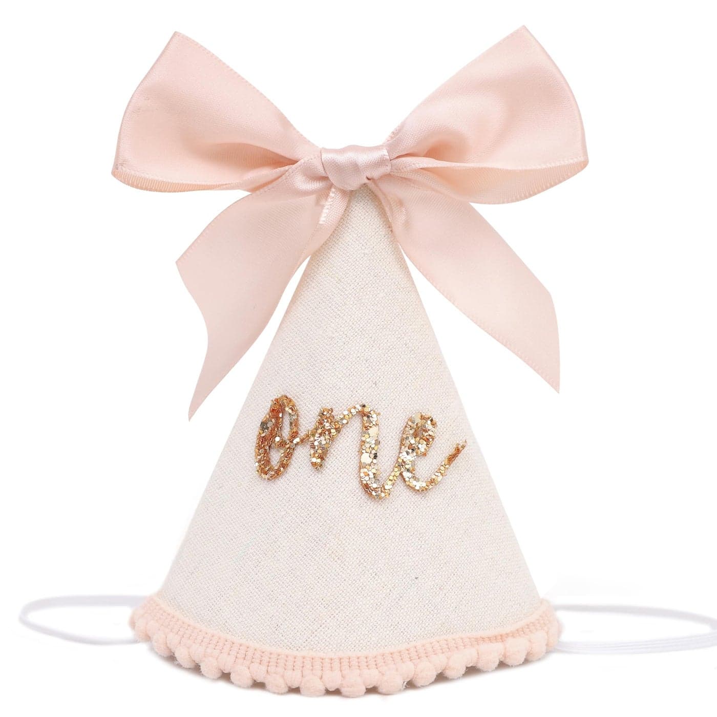 Jissoo 1st Birthday Hat With Bow Sweet One Birthday Party DecorationsGlitter Number Cone Hat Photo PropsLittle Princess Pink Bow Party HatFirst Cake Smash one