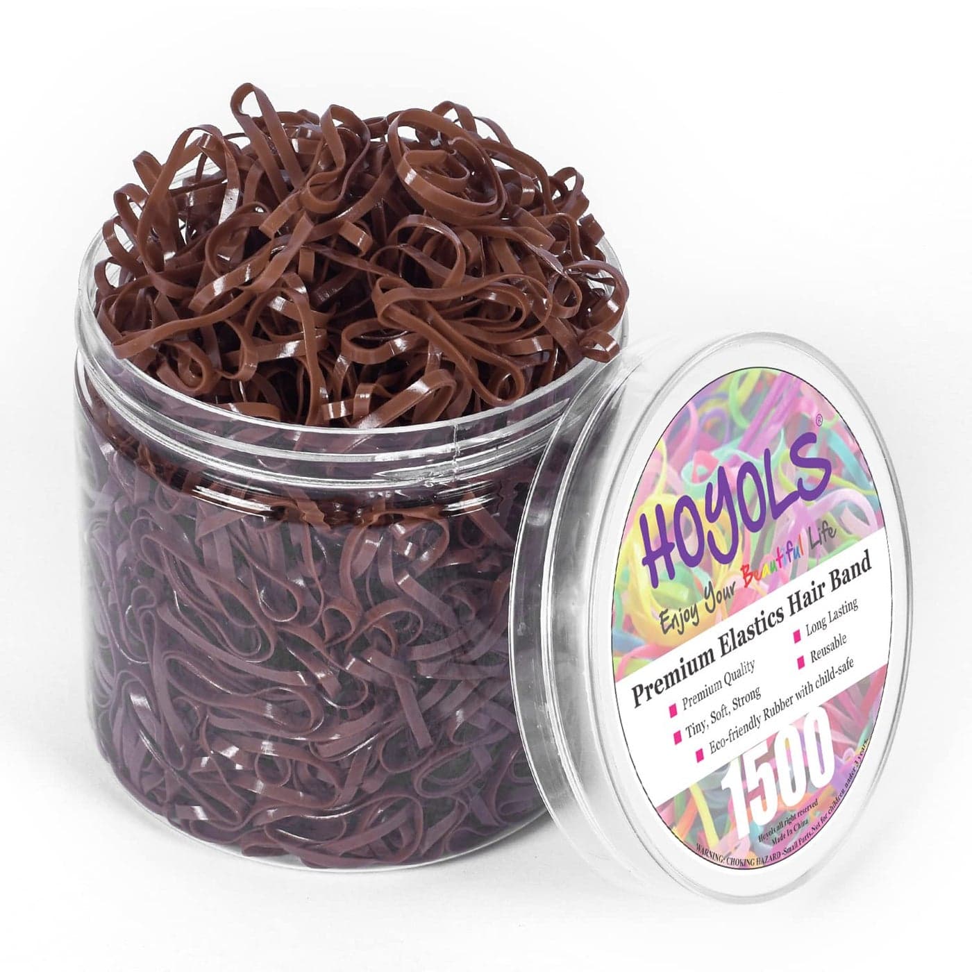 HOYOLS Brown Hair Ties Elastic Bands Small Rubber Bands for Girls Women No Damage Mini Stretchy Ponytail Holders Tiny Hairtie for Fine Thin to Medium 1500pcs TPU (Brown)