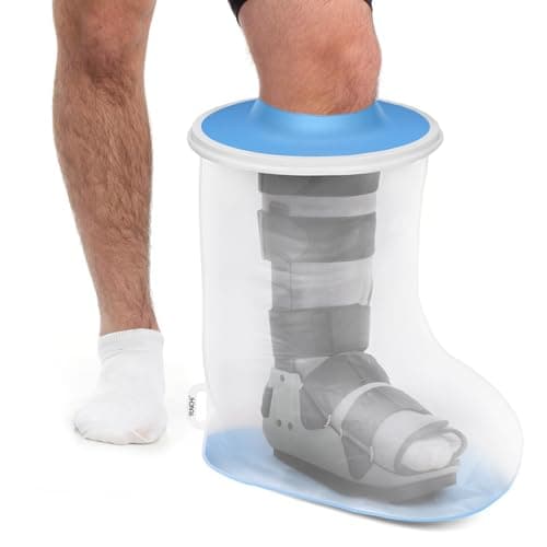 YUNCHI Waterproof Extra Wide Leg Cast Cover for Shower Adult After Surgery with Non-Slip Bottom, Extra Large Watertight Foot Cast Protector for Plus Size Adults Large Casts Surgery Shower Boots