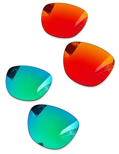 Combine8 2 Pairs Ploarized Replacement Lenses for Oakley Frogskins OO9013/Frogskins LX OO2043/Frogskins Mix OO9428/Frogskins Range OO9284 Sunglasses - Fire Red + Green