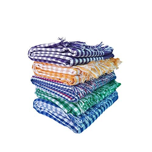 SAI PRASEEDA Handloom 100% Pure Cotton Towels (Pack of 5) with 1 Year Guarantee XXXL Size 36/72Inch(90/180cm) 3/6feet 800 GSM Heavy Quality(Multi Color)