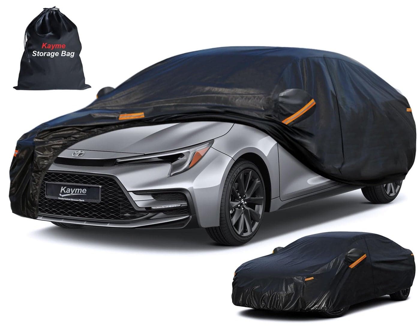 Kayme 7 Layers Car Cover Custom Fit for Toyota Corolla Sedan 19962025 Waterproof All Weather for Automobiles Outdoor Full Cover Rain Sun UV Protection with Zipper CottonBlack