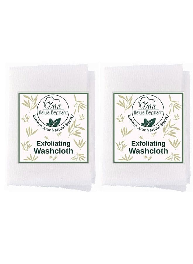 Exfoliating Washcloth Pearl White Japanese Shower Scrubber for Body (2 Pack (2 Washcloths))