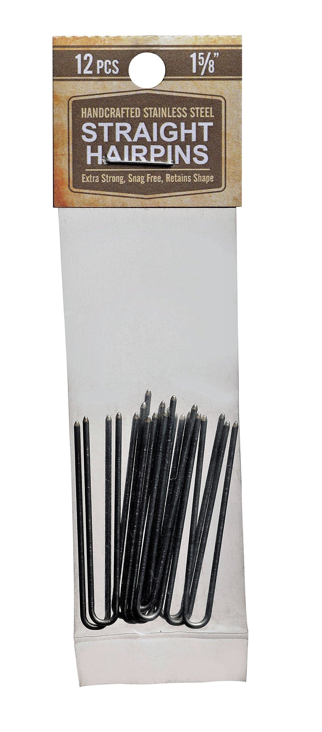 Amish Valley Products Straight Stainless Steel Heavy Duty Snagless Hairpins Handmade Hair Pin (Silver, 1 5/8 Inch)