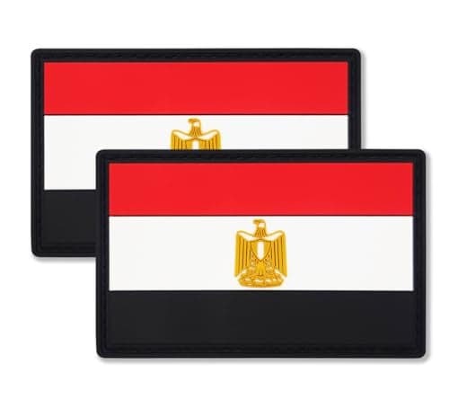 QQSD Egypt Flag Patch Egyptian Tactical Military Patches PVC Hook and Loop Fastener 2 Pack