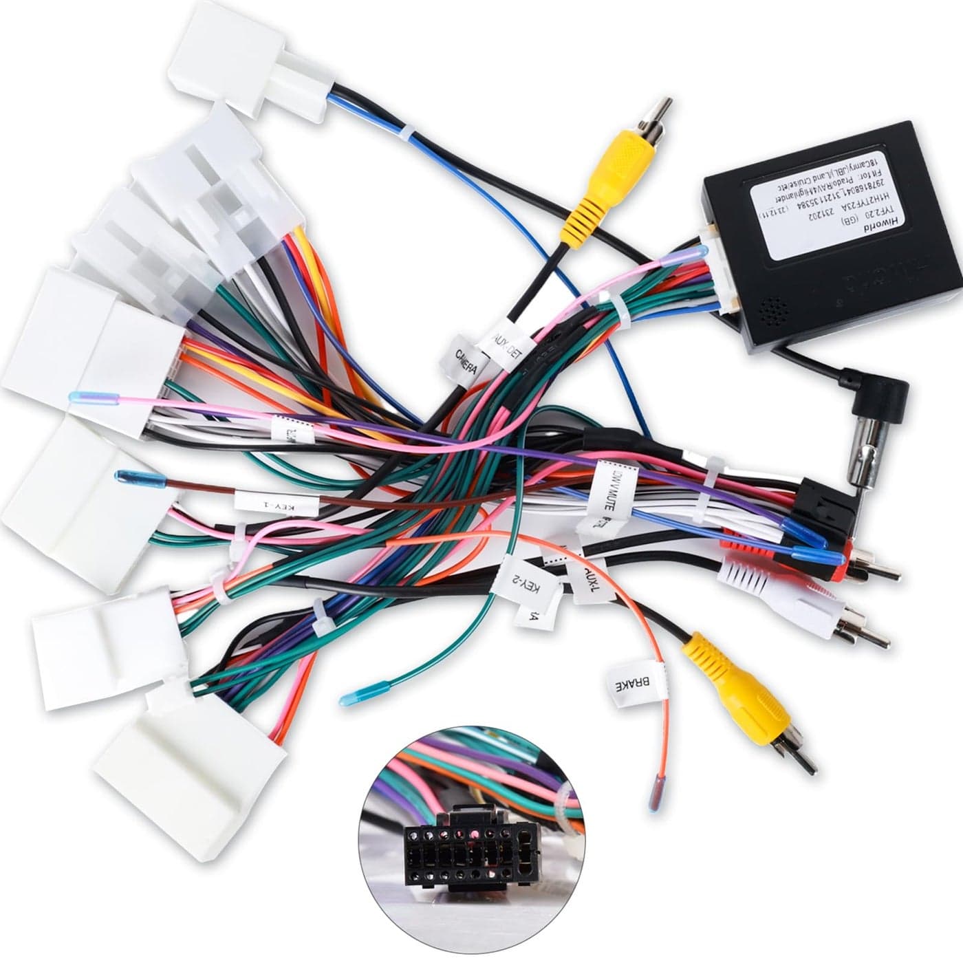 16 PIN Car Radio Stereo Wiring Harnesses with CANBUS Aftermarket Cable Wire Adapter for Toyota Corolla Camry RAV4 Prado Highlander Sienna Support JBLBackup CameraSWC