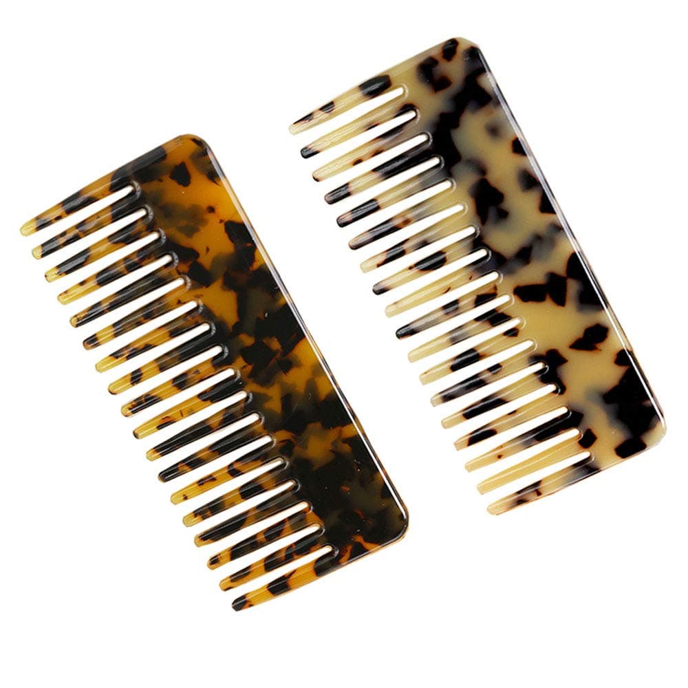 2Pack Large Hair Detangling Comb French Hair Comb Wide Teeth Pocket Comb for Thick Curly Wavy Hair Detangler Comb Styling Comb