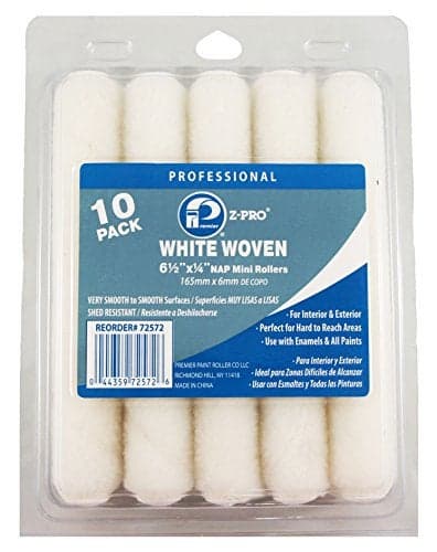 Premier 6-1/2" x 1/4" Nap White Woven Mini Roller Cover, 10 Pack, Z-Pro 72572