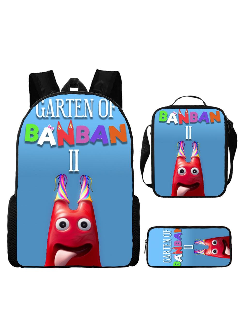 3 pcs set Garten of banban Children Backpack Daypack Schoolbag Girls Boys School Book bag with Lunch Box Pen Case