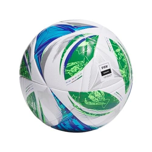 adidas Unisex-Adult MLS League Nativo Soccer Ball,White/Green/Glory Blue/Solar Blue,4