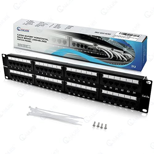 Newyork Cables® Cat6a Patch Panel 48 Port/Blank Keystone Patch Panel for Data Centers, Offices, and Server Rooms (Cat6a, 48 Ports)
