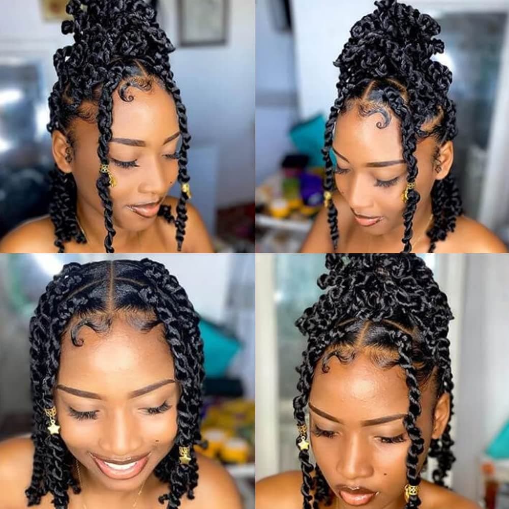 Passion Twist Hair Water Wave Crochet Braids for Black Women 6 Packs 8 Inch Short Bohemian Curly Hair for Passion Twist Crochet Hair8inch 1B