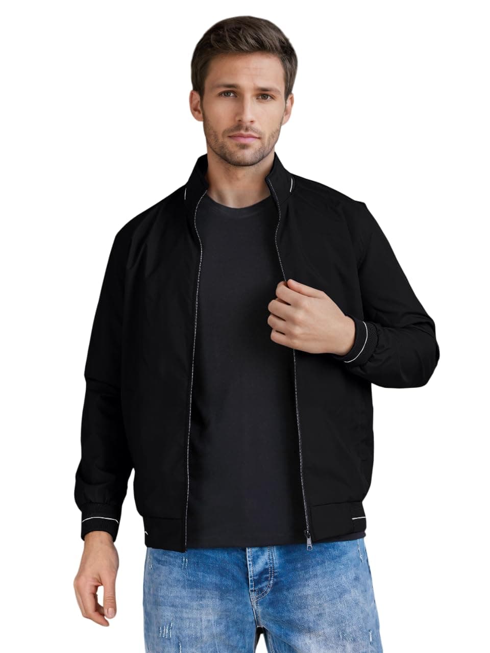 Celary Men's Bomber Jacket | Lightweight Casual Zip-Up Jacket | Stylish Slim Fit Outerwear for All Seasons