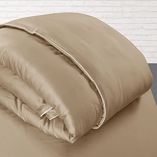 Spread Spain® Italian Cotton 500 Thread Count Single Bed Size Duvet/Quilt Cover, Soft, Breathable and Closure Zipper Duvet Cover (60" x 90" Inch, Beige)
