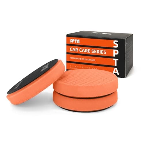 SPTA T40 Orange MediumCut Foam Polishing Pads 3Pcs 55 Inch Face for 5 Inch 125mm Backing Plate Compound Buffing Sponge Pads for Car Buffer Polisher Compounding Polishing and Waxing FPTSS5O3