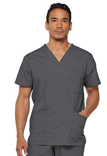 Dickies Men's V-Neck Scrub Double Chest Pocket Top, Pewter, XX-Large