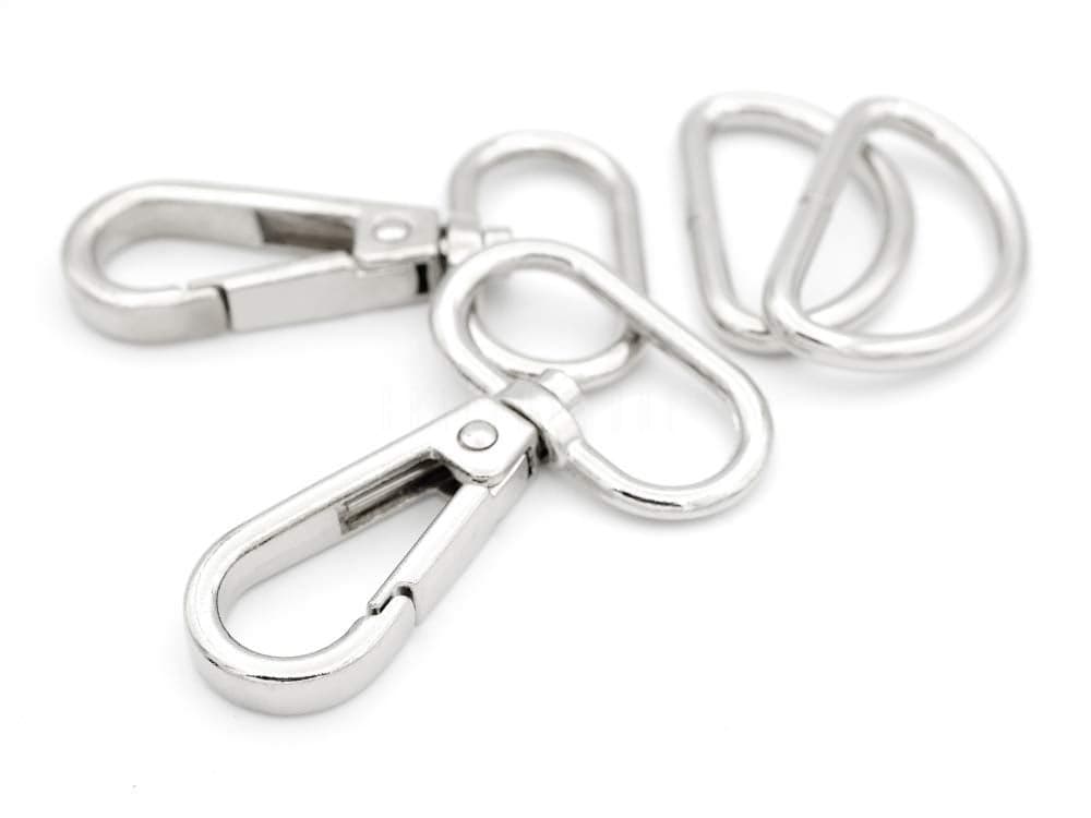CRAFTMEMORE 10 Sets Silver Snap Hooks Lobster Clasp Swivel Push Gate Fashion Clips with D Rings Craft FSD1 1 Inch