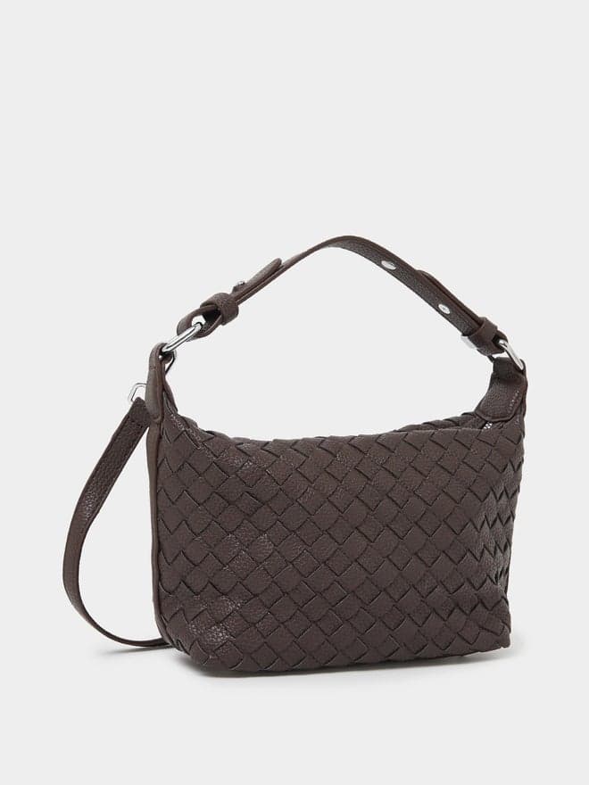 Styli Brown Woven Crossbody Bag