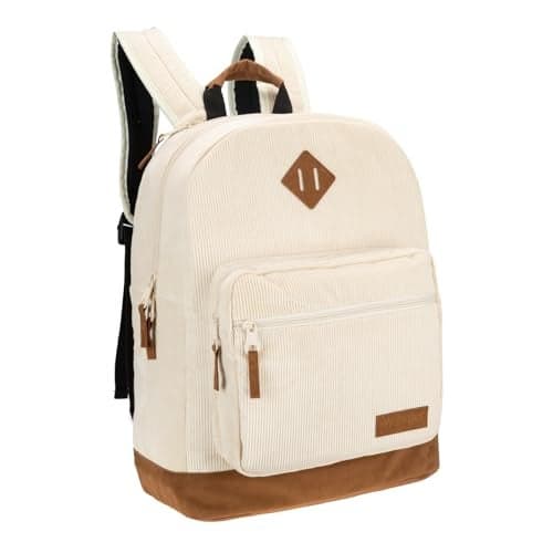 Wrangler Yellowstone Sturdy Backpack for Travel Classic Logo Water Resistant Casual Daypack for Travel with Padded Laptop Notebook Sleeve Cream