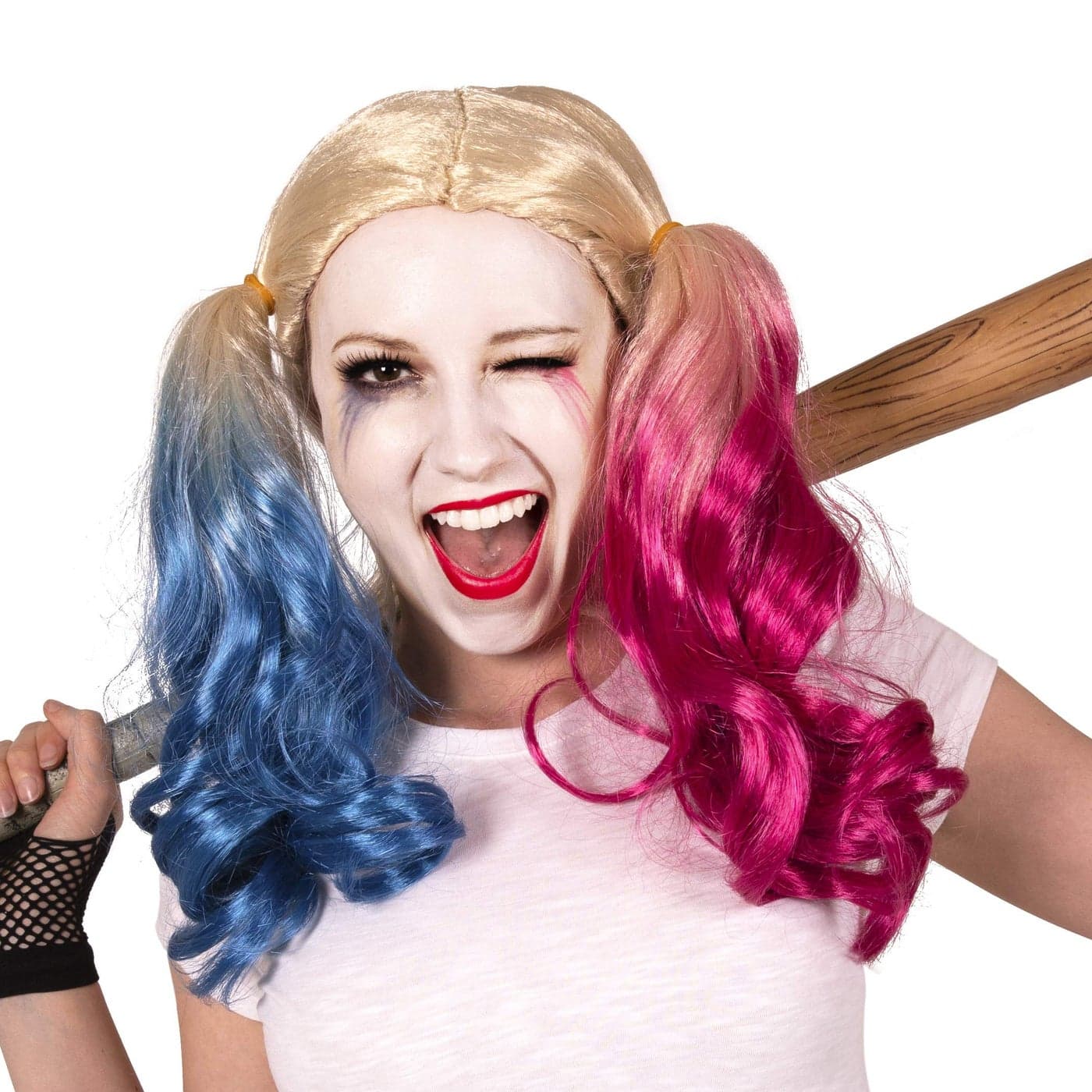 Narwhal Novelties Harley Quinn Wig for Girls Halloween Harley Quinn Wig Clown Women Pink and Blue Wig for Women Daily Party Cosplay Adult Costume Accessories Quality Hair in a Vibrant Blonde