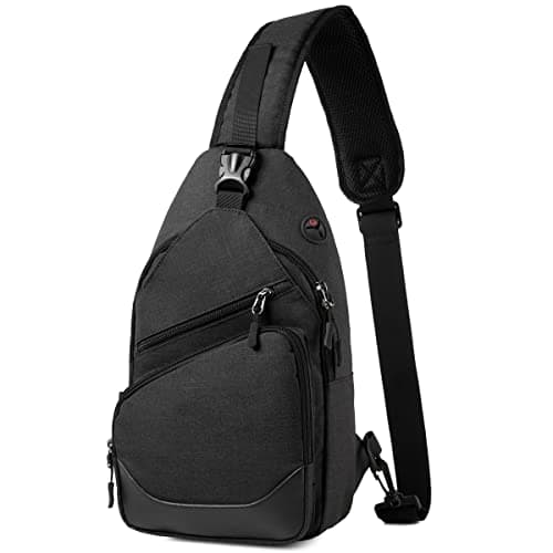 VASCHY Sling Bag for Men Women, Water Resistant One Strap Anti-theft Shoulder Bag Crossbody Chest Bag for Motorcycle/Hiking/Travel Black