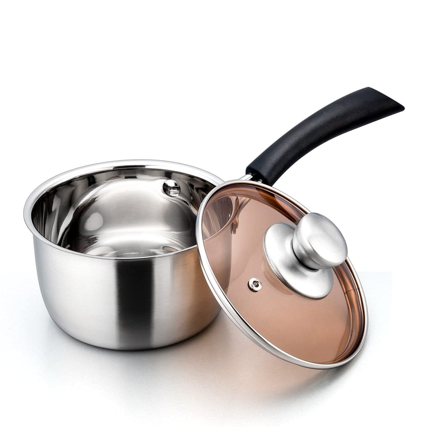 Efar 1 Quart Saucepan with Lid Stainless Steel Small Sauce Pot with Glass Lid for Cooking Easy Clean Rust Free Dishwasher Safe