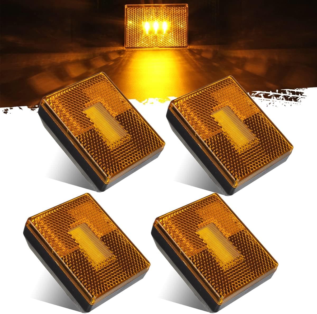 Partsam 4pcs Amber Square Clearance Side Marker Light