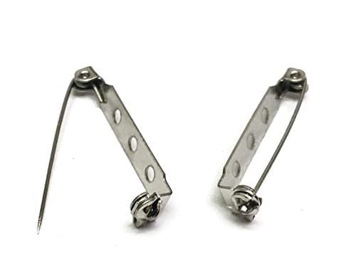 Pin Back Clasp Brooch Findings for Badge Insignia, Citation Bars, Making Corsage, Name Tags, Toy Pins and Jewelry Making (Silver 30mm-50pcs)