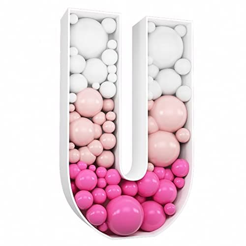 JW Passion Premium Quality Made With Passion 3FT Tall Mosaic Balloon Frame Letters Big Marquee Light Up Letters DIY Kit for Birthday Party Wedding Backdrop Decor Letter U PreCut Foam Board