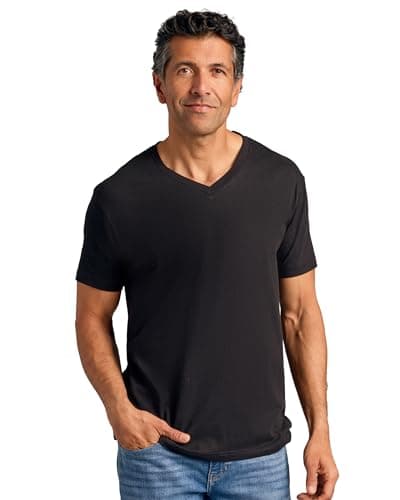 True Classic Mens V Neck T Shirts – Cotton V Neck T Shirts for Men, V-Neck Mens T-Shirts and Undershirts for Men Pack/Singles, Pack of 1, Black, M