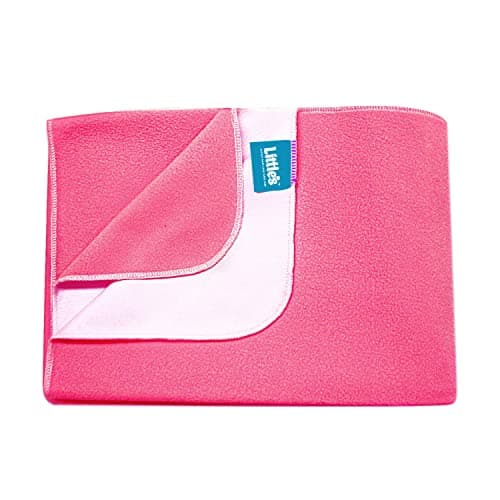 Little's Easy Dry Bed Protector (Small – 50cm X 70 cm) I Quick Absorption I Waterproof I Stain Proof I Soothing Sleep I Soft I Durable I Machine Washable (Large, Pink, 1)