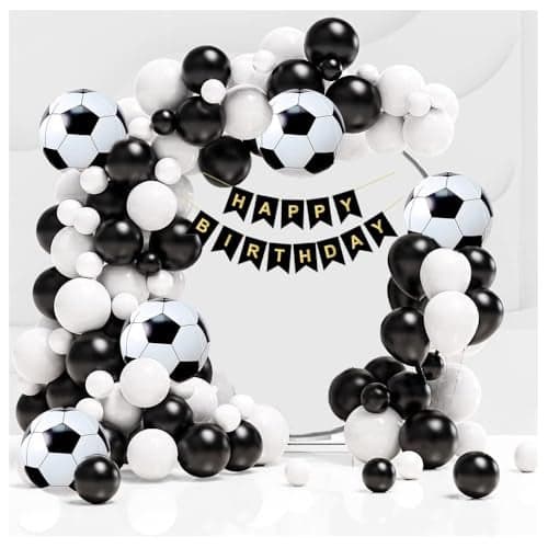 Pop The Party Football Theme Birthday Decoration Set – 56 Pcs Sports Party Décor Kit with Football Balloons for Kids & Adults Celebrations