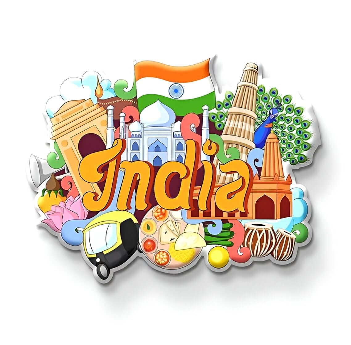 Holly Special India Country Theme Wooden Fridge Magnet Size Medium Round Shape 34 Inch Weight 50 Grams
