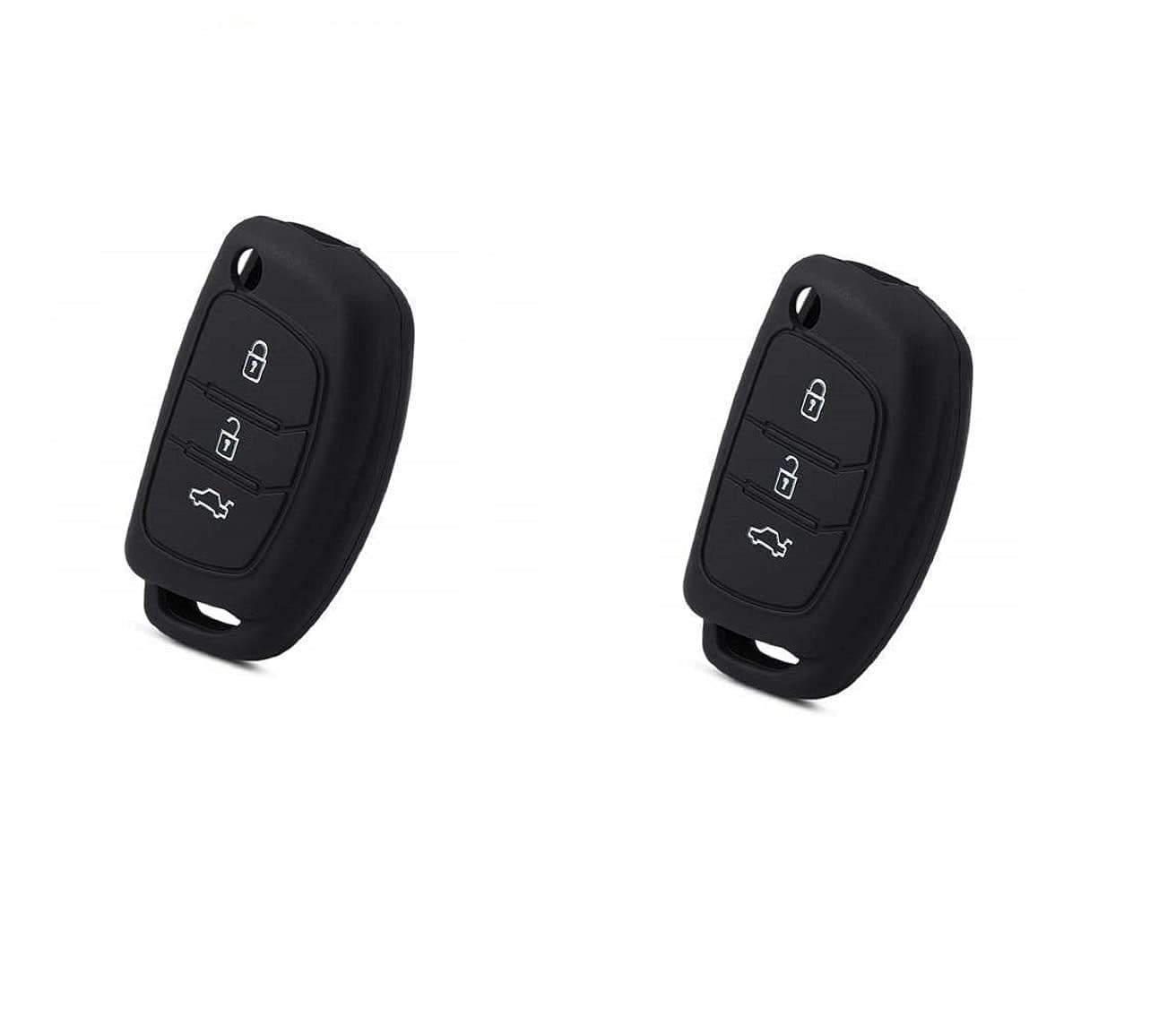 CLOUDSALE Silicone Key Cover Compatible with Hyundai Grand i10 Nios flip Key (Black, Pack of 2)
