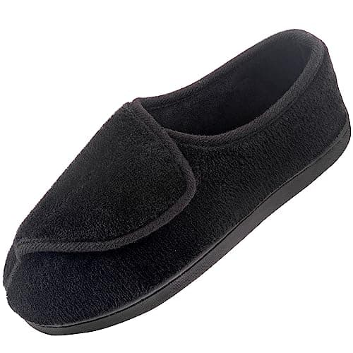 Git-up Women Diabetic Slippers Arthritis Edema Memory Foam Closed Toed Slippers, Black, 6 D(M) US