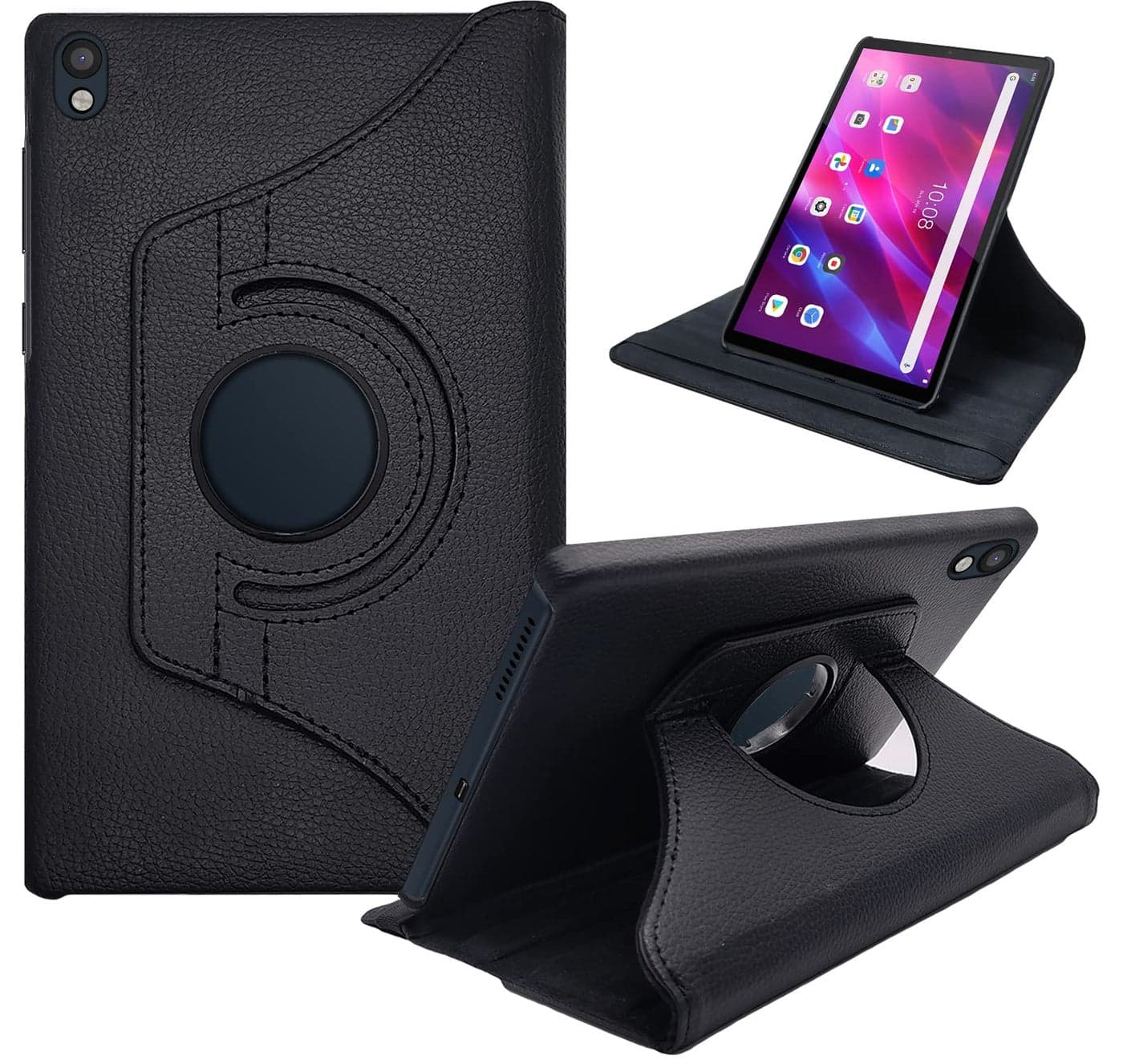 CEDO Lenovo Tab K10 / K10 FHD (10.3 Inch) Flip Cover | Leather Finish | 360 Degree Rotate Flip Cover | Shockproof Style Back Cover Case for Lenovo Tab K10 / K10 FHD (10.3 Inch) (Black)