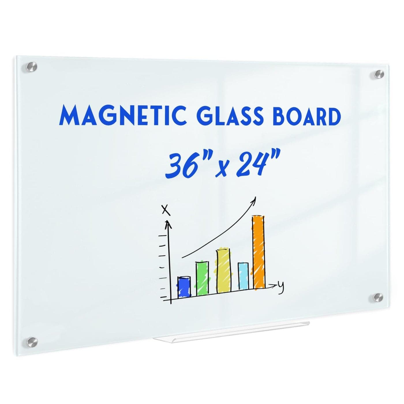 QUEENLINK Magnetic Glass Whiteboard for Wall 36 x 24 Glass Dry Erase Board Large Frameless White Board for Home and Office with 1 Marker Tray Normal White