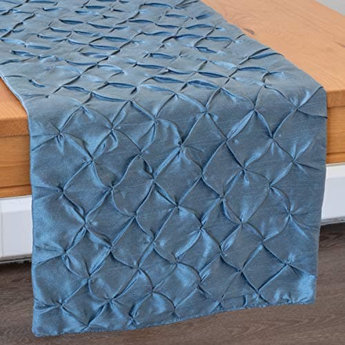 The White Petals Slate Blue Dining Table Runners | Properly Finished, No Fray Edges | for Home, Kitchen, Dining Room, Holiday, Wedding Party Décor - Pinch Pleat, 14x72 inch, Pack of 1