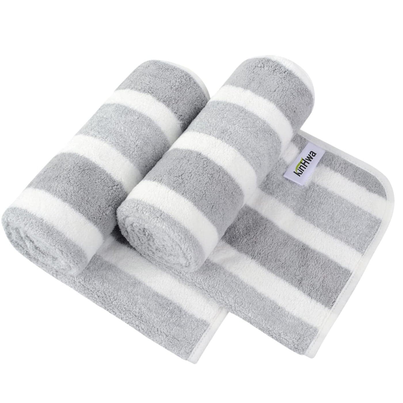 KinHwa Microfiber Hand Towels for Bathroom Soft and Absorbent Face Towels Grey Bathroom Hand Towels for SPA Hair Bath 16inchx30inch 2 Pack