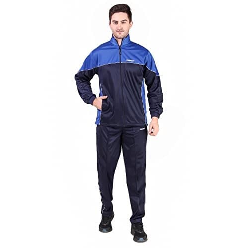 Tempest Men's Running Windbreaker Gym and Sports Tracksuit (XL, Navy Blue/Royal Blue)