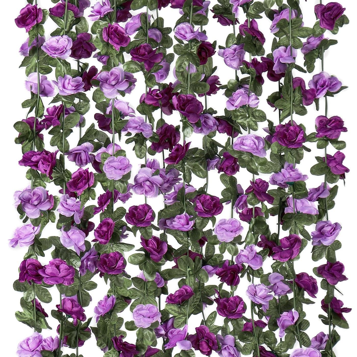 KHOYIME 9 Pack 72 FT Artificial Flower Garland Fake Purple Roses Vines Silk Flowers Faux Plastic Outdoor Hanging Floral Ivy Garland Decoration for Wedding Arch Bedroom Home Wall Backdrop Room Decor