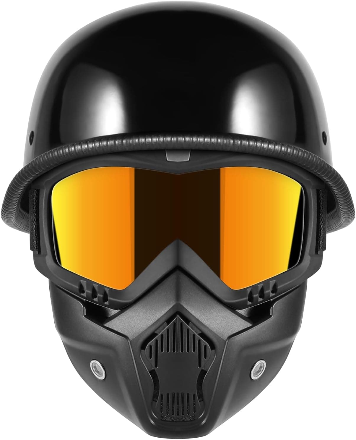 TRUSTERTHEE Motorcycle Half Helmet with Face Shield - DOT Approved Retro German Style for Adults
