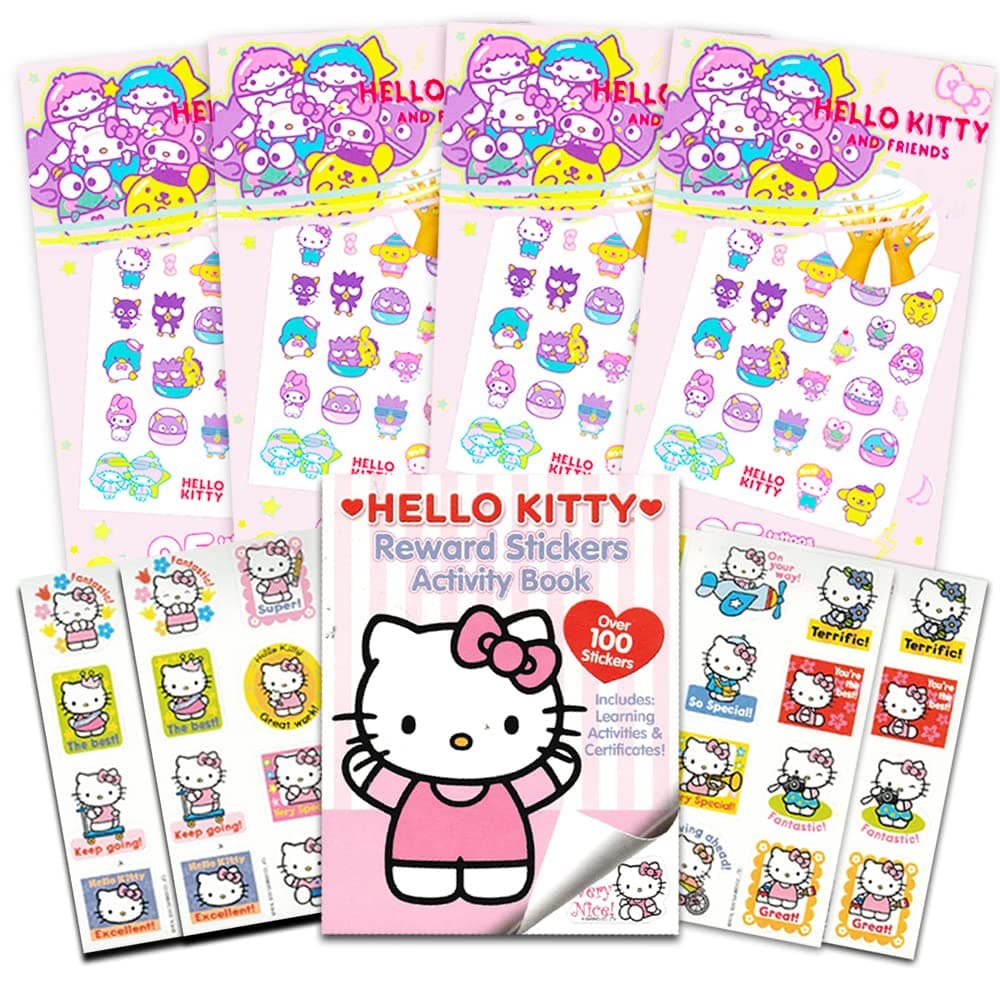 Hello Kitty Stickers and Tattoos Party Favor Bundle 100 Stickers and 100 Hello Kitty Temporary Tattoos