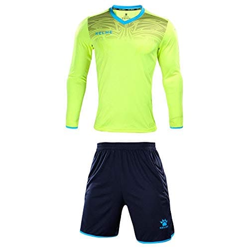 KELME Men Women Padded Goalkeeper Jersey and Shorts, Youth Soccer Goalie Shirt Long Sleeve, Adult Keeper Uniform Kit,Yellow S