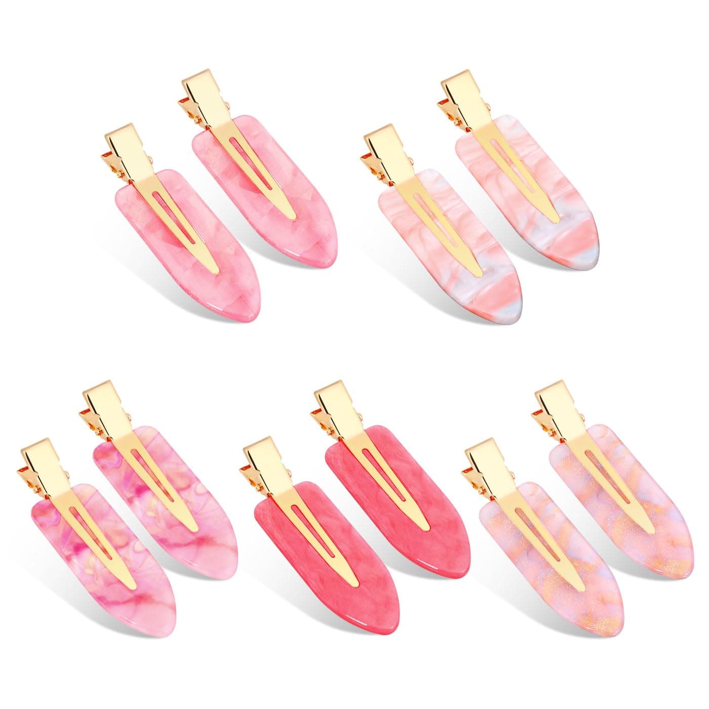 KesaPlan 10PCS No Bend Hair Clips Pink No Crease Hair Clips for Styling Acrylic Resin Flat Duckbill Clips Seamless Bang Hair Barrette for Women Girls Makeup Hairstyle Accessories