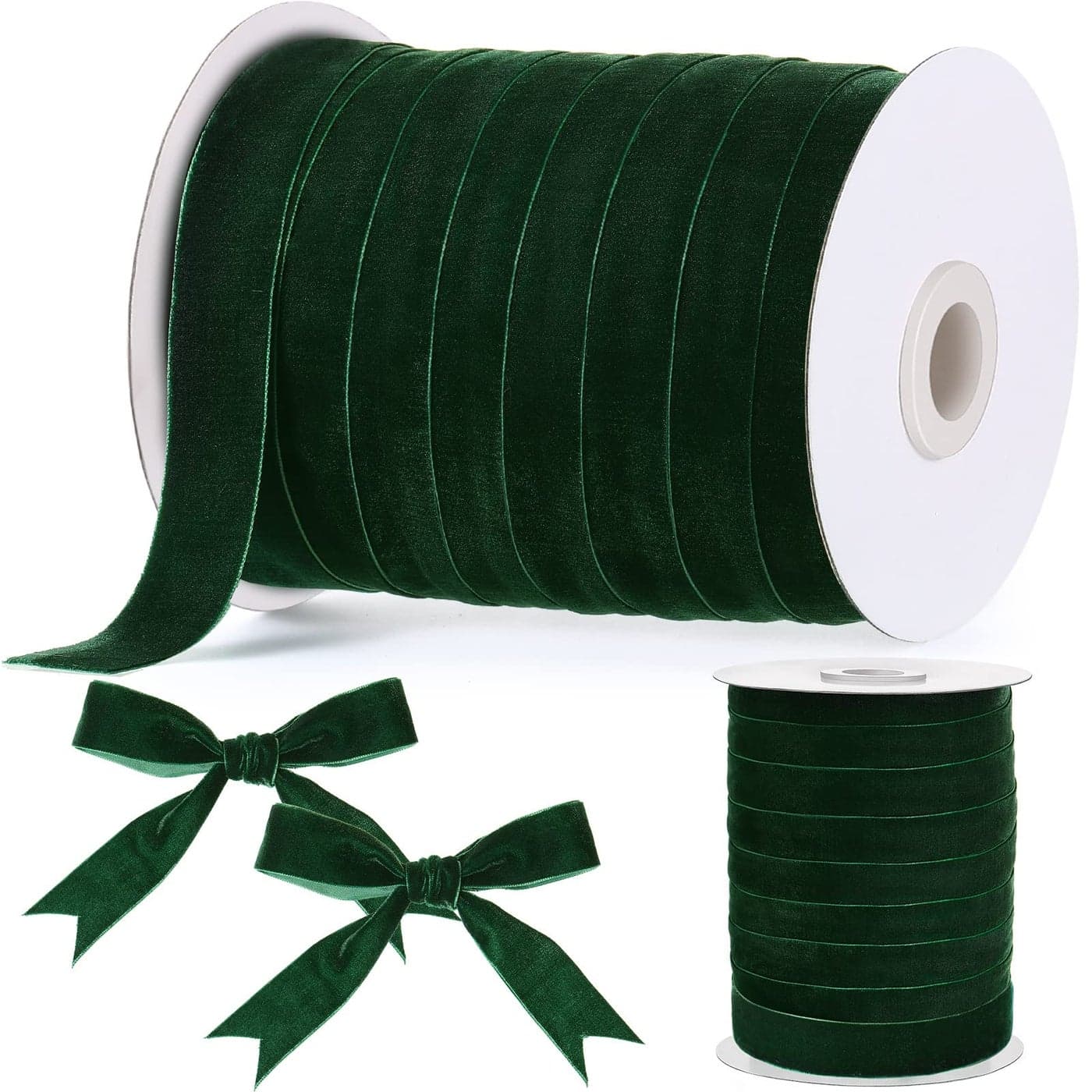 Chuangdi 1 Inch 60 Yard Christmas Green Velvet Ribbon Wide Vintage Velvet Ribbons for Christmas Tree Ornaments Flower Bouquets Wedding Wreath Bow Making DIY Craft Choker