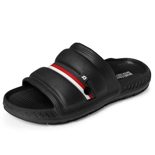 DOCTOR EXTRA SOFT Mens Classic Ultra Soft Sliders/Slippers With Cushion Footbed For Adult | Comfortable & Light Weight | Stylish & Anti-Skid | Waterproof & Everyday Flip Flops D-527, Black
