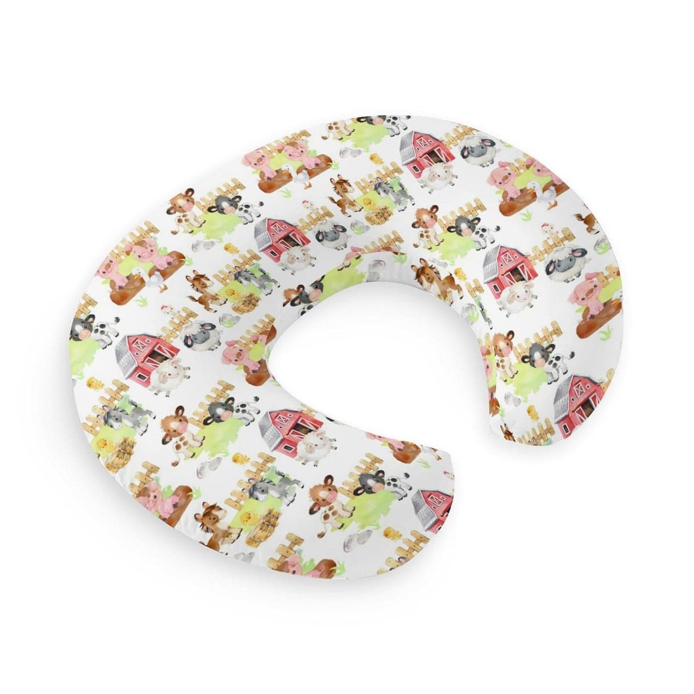 HawSkgFub Farm Animals Barn Life Nursing Pillow Cover for Baby Boys Girls Neutral Cow Chicken Pig Sheep Horse Breastfeeding Pillow Slipcover Nursing Pillowcase for Newborn Infant Cover Only